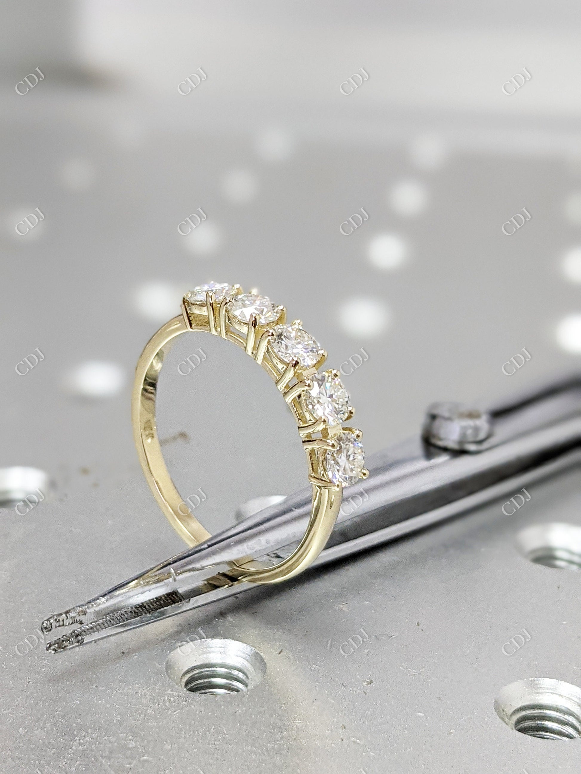 1.00CT Five Stone CVD Diamond 14K Gold Engagement Ring  customdiamjewel   