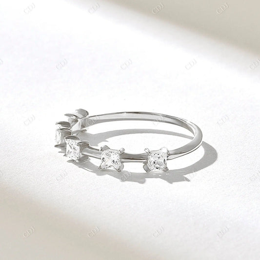 0.50CTW Five Princess Cut Lab Grown Diamond Wedding Band  customdiamjewel 10KT White Gold VVS-EF