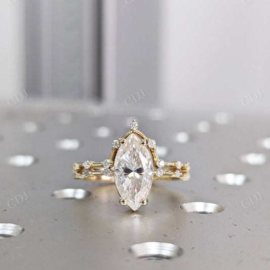 Marquise Cut Moissanite Yellow Gold Eternity Bridal Ring Set  customdiamjewel 10KT Yellow Gold VVS-EF