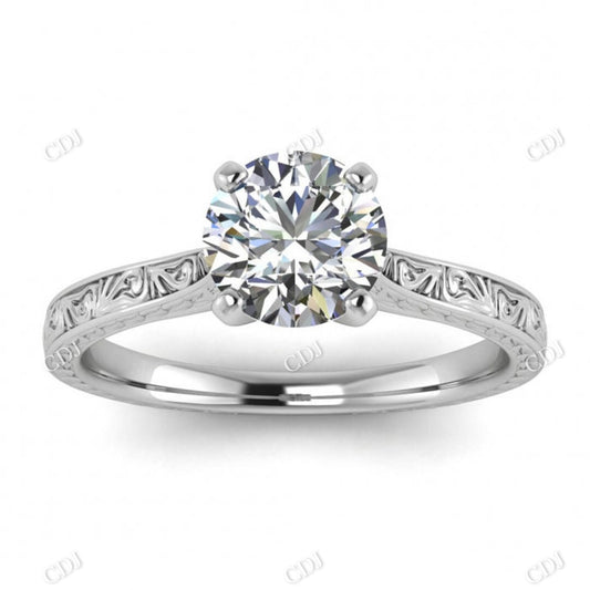 Round Cut Moissanite Rose Gold Cathedral Setting Edwardian Ring  customdiamjewel 10KT White Gold VVS-EF