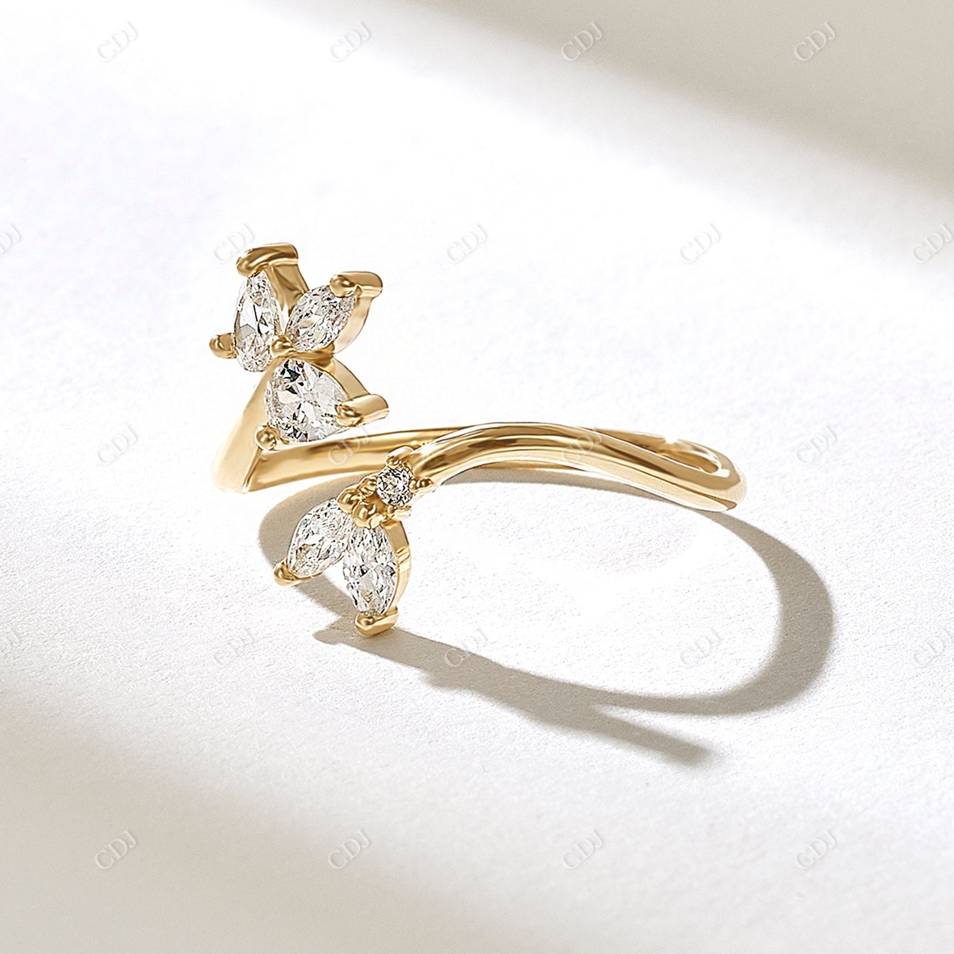 0.43CTW Pear & Marquise Lab Grown Diamond Open Flower Ring  customdiamjewel   