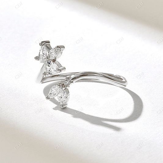 0.43CTW Pear Marquise Diamond Open Flower Ring  customdiamjewel 10KT White Gold VVS-EF