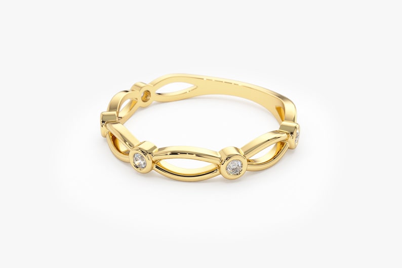 0.16CTW Round Cut Natural Diamond Bezel Set Wedding Band  customdiamjewel   