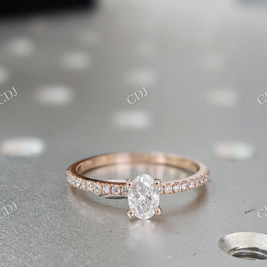 Oval Shape Moissanite Rose Gold Half Eternity Engagement Ring  customdiamjewel 10KT Rose Gold VVS-EF