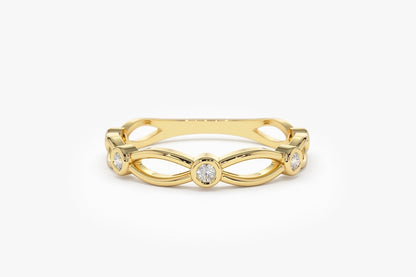 0.16CTW Round Cut Natural Diamond Bezel Set Wedding Band  customdiamjewel 10 KT Solid Gold Yellow Gold VVS-EF