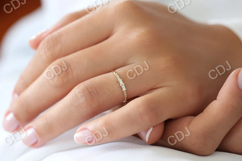 14k Gold Baguette Diamond Stacking Wedding Ring  customdiamjewel   