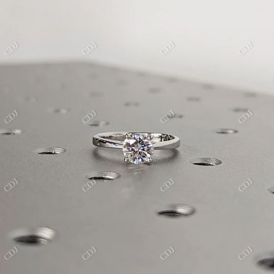 Round Cut Vintage Moissanite Art Deco Engagement Ring  customdiamjewel 10KT White Gold VVS-EF
