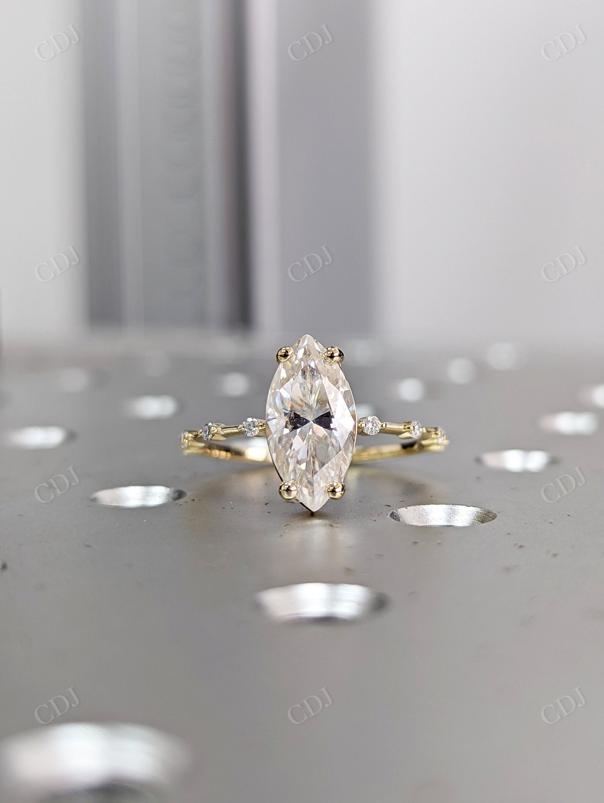 Marquise Cut Moissanite Yellow Gold Eternity Bridal Ring Set  customdiamjewel   