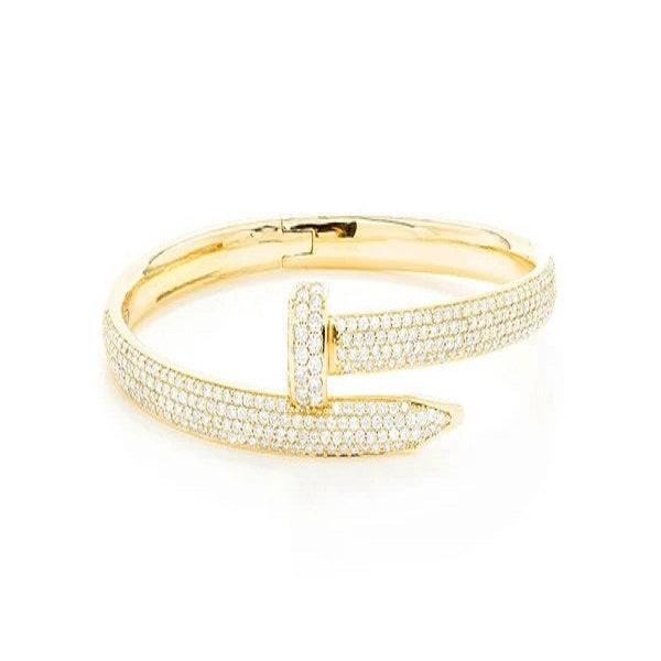 Diamond Gold Plated Nail Bangle Bracelet  customdiamjewel   
