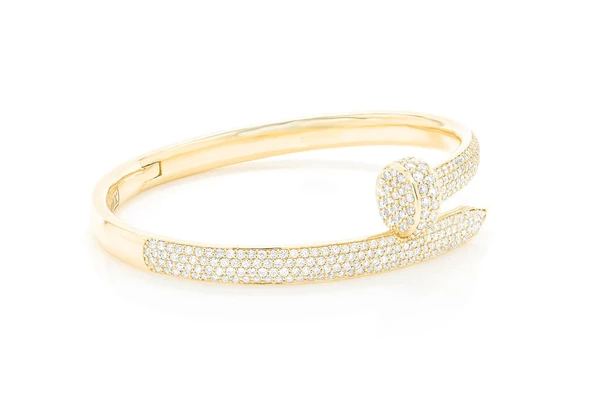 Diamond Gold Plated Nail Bangle Bracelet  customdiamjewel   
