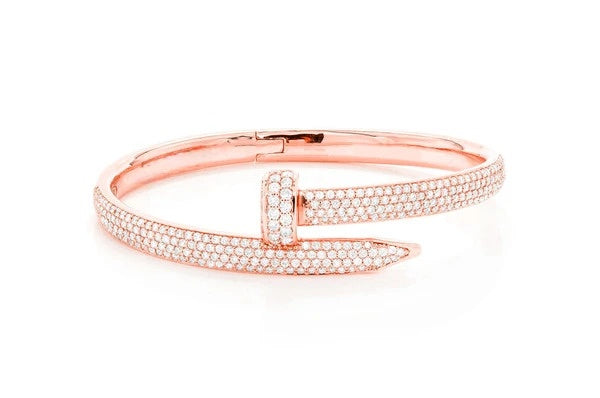 Diamond Gold Plated Nail Bangle Bracelet  customdiamjewel   