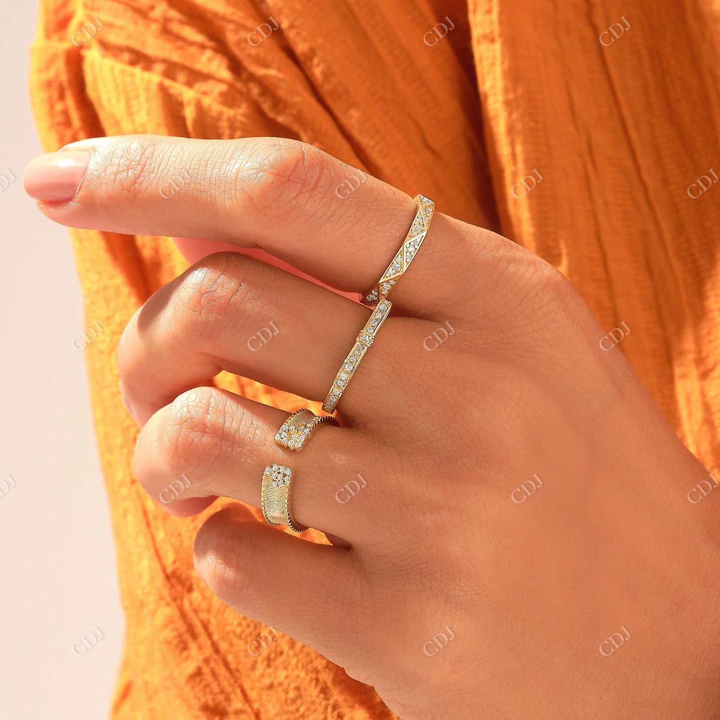 0.20CTW Earth Mine Diamond Ribbon Ring  customdiamjewel   
