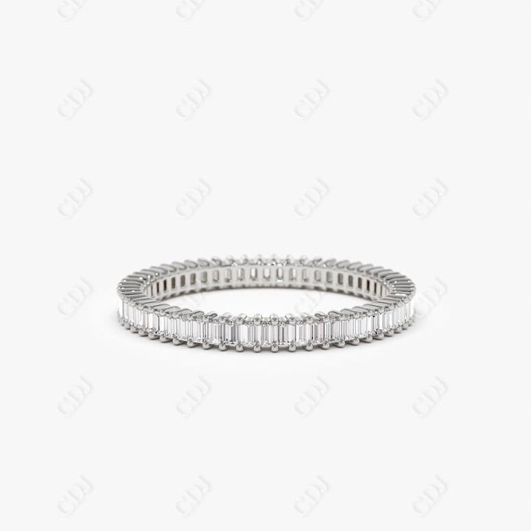 0.75CTW Baguette Cut Lab Grown Diamond Wedding Band  customdiamjewel Sterling Silver White Gold VVS-EF