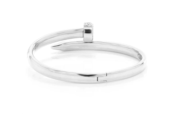 Diamond Gold Plated Nail Bangle Bracelet  customdiamjewel   