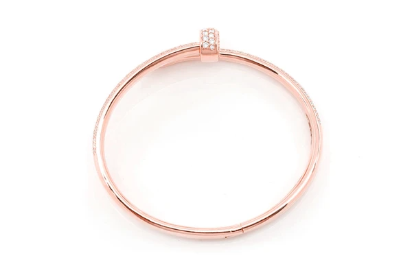 Diamond Gold Plated Nail Bangle Bracelet  customdiamjewel   