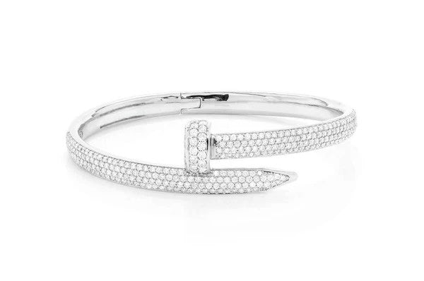 Diamond Gold Plated Nail Bangle Bracelet  customdiamjewel   