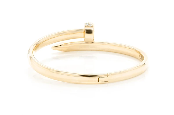 Diamond Gold Plated Nail Bangle Bracelet  customdiamjewel   