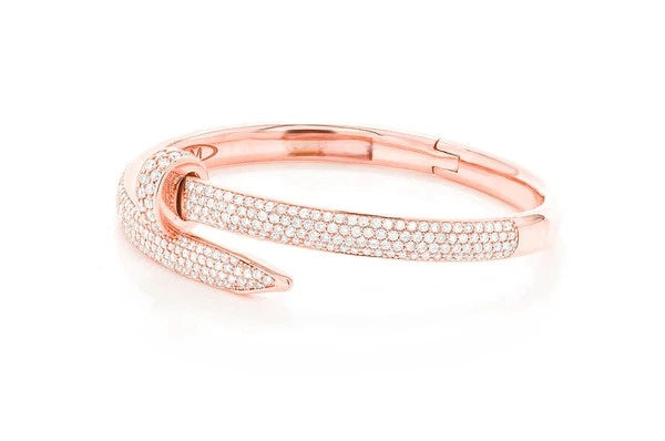 Diamond Gold Plated Nail Bangle Bracelet  customdiamjewel   