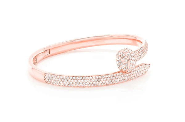 Diamond Gold Plated Nail Bangle Bracelet  customdiamjewel   