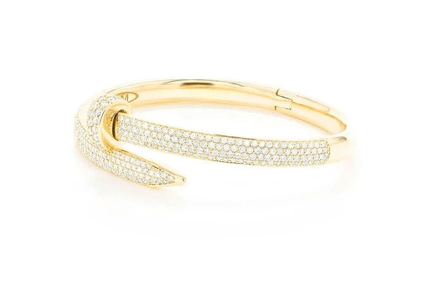Diamond Gold Plated Nail Bangle Bracelet  customdiamjewel   