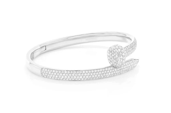 Diamond Gold Plated Nail Bangle Bracelet  customdiamjewel   