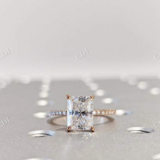 Radiant Cut Moissanite Rose Gold Portrait Cut Half Eternity Ring  customdiamjewel 10KT Rose Gold VVS-EF