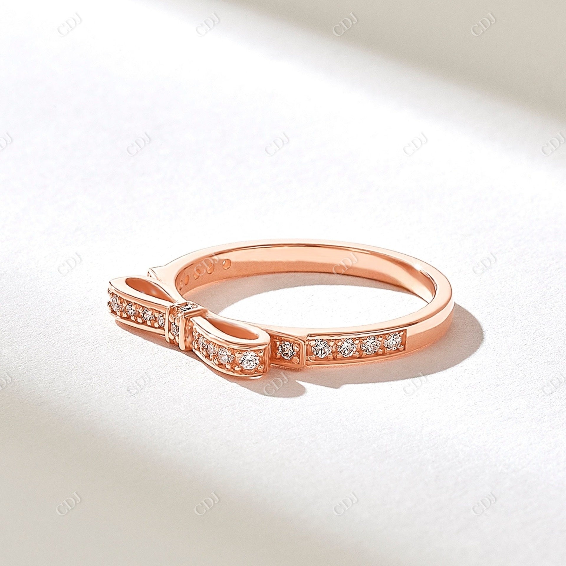 0.20CTW Earth Mine Diamond Ribbon Ring  customdiamjewel 10KT Rose Gold VVS-EF