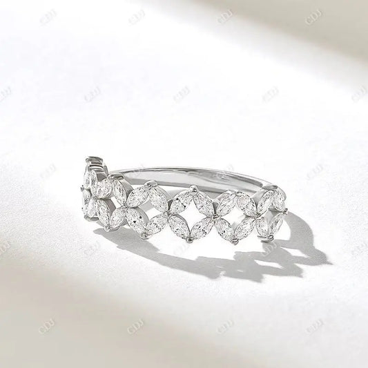 0.56CTW Marquise Lab Grown Diamond Flower Engagement Ring  customdiamjewel 10KT White Gold VVS-EF