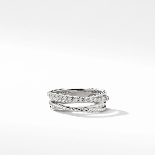 Lab Grown Round Diamond Crossover Engagement Ring  customdiamjewel 10KT White Gold VVS-EF