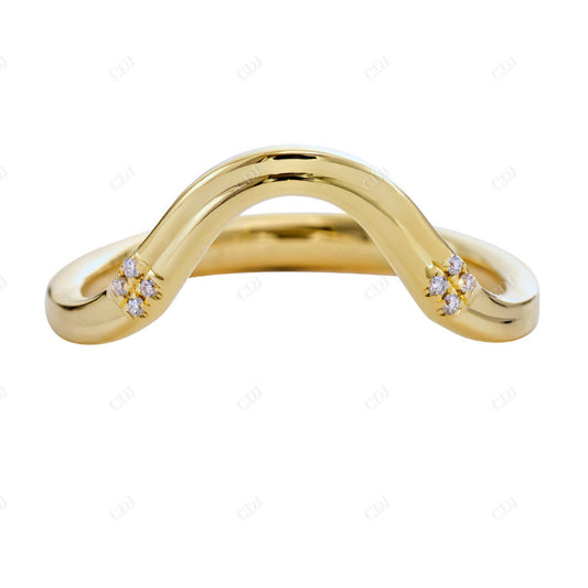 0.02ctw Lab Grown Diamond Curved Gold Wedding Band  customdiamjewel 10KT Yellow Gold VVS-EF