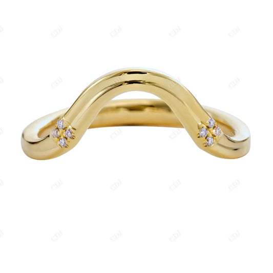 0.02CTW Diamond Curved Stacking Wedding Band  customdiamjewel 10KT Yellow Gold VVS-EF