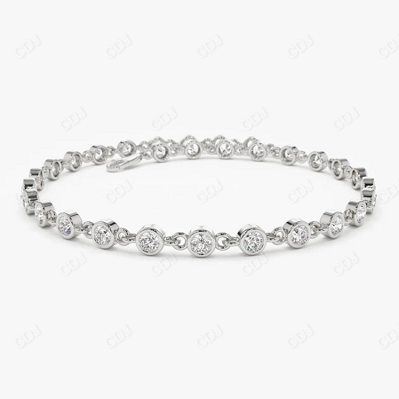 Moissanite 14K Yellow Gold Bezel Set Diamond Bracelet  customdiamjewel Sterling Silver White Gold VVS-EF