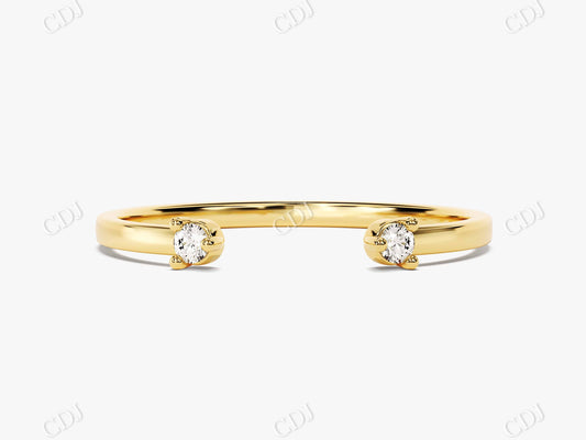 0.06CTW Open Cuff Lab Grown Wedding Band  customdiamjewel 10KT Yellow Gold VVS-EF