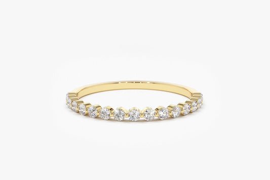 0.30CTW Natural Diamond Yellow Gold Half Eternity Wedding Band  customdiamjewel 10KT Yellow Gold VVS-EF