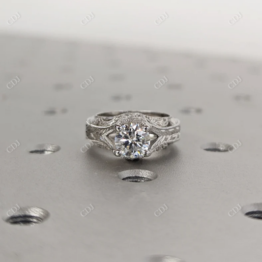 1.0CT Round Cut Vintage Moissanite Anniversary Ring  customdiamjewel 10KT White Gold VVS-EF