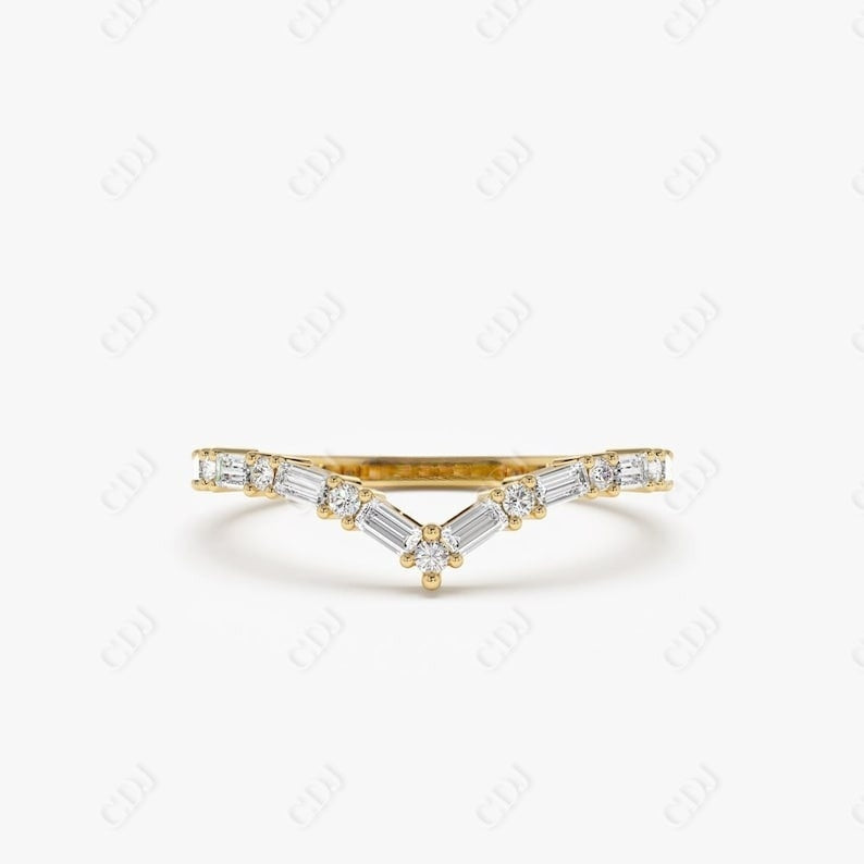 0.36CTW V Shaped Lab Grown Diamond Wedding Band  customdiamjewel Sterling Silver Yellow Gold VVS-EF