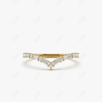 0.36CTW V Shaped Lab Grown Diamond Wedding Band  customdiamjewel Sterling Silver Yellow Gold VVS-EF