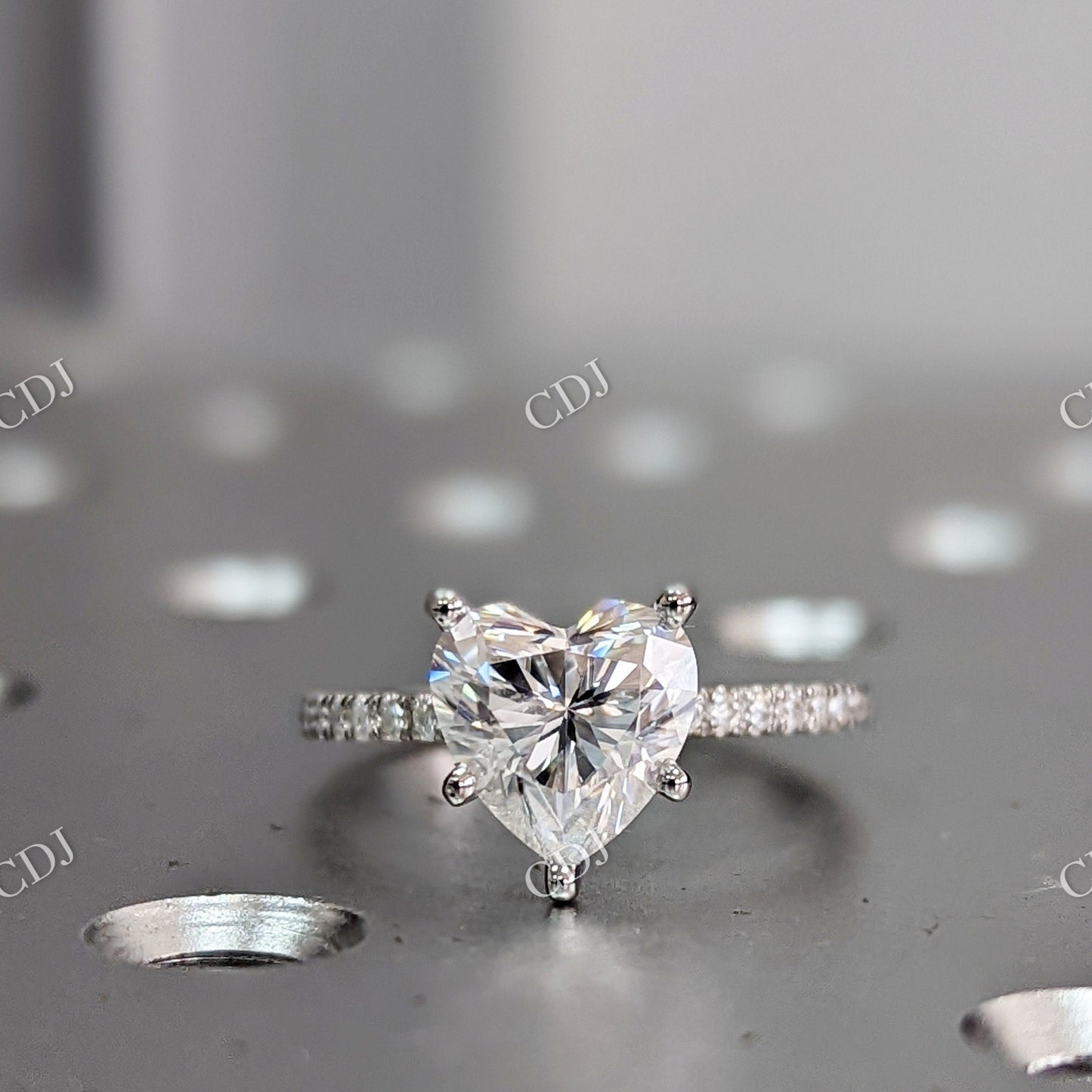 Heart Shaped Moissanite White Gold Engagement Ring  customdiamjewel 10KT White Gold VVS-EF