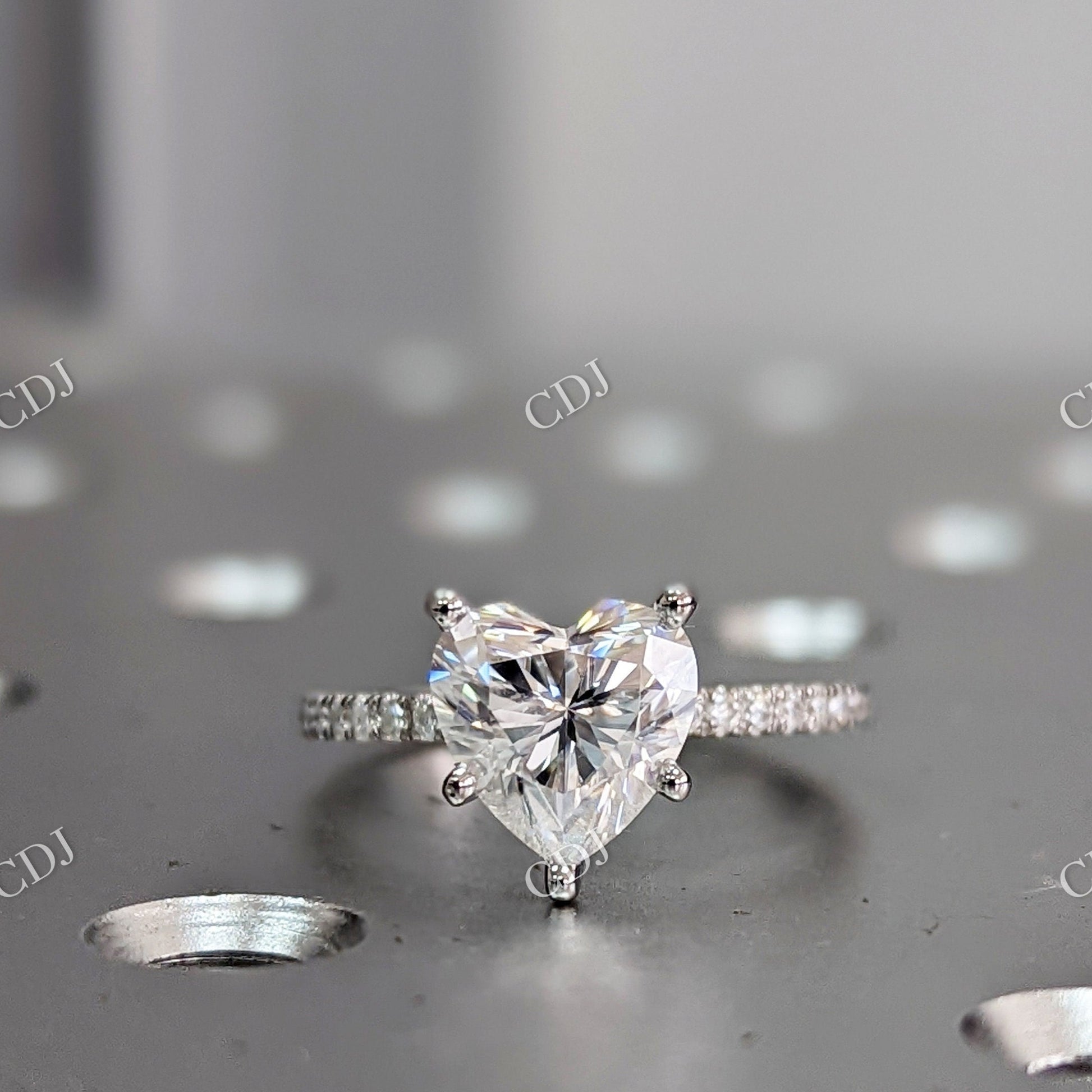 Heart Shaped Moissanite White Gold Engagement Ring  customdiamjewel 10KT White Gold VVS-EF