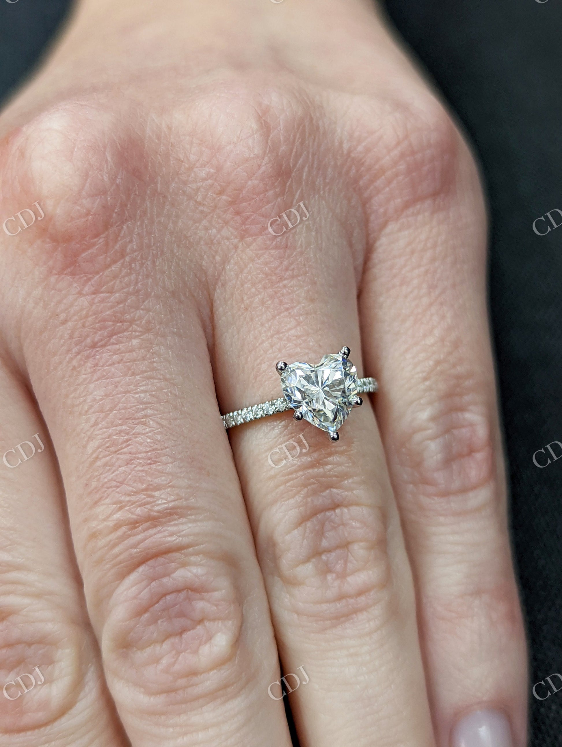Heart Shaped Moissanite White Gold Engagement Ring  customdiamjewel   