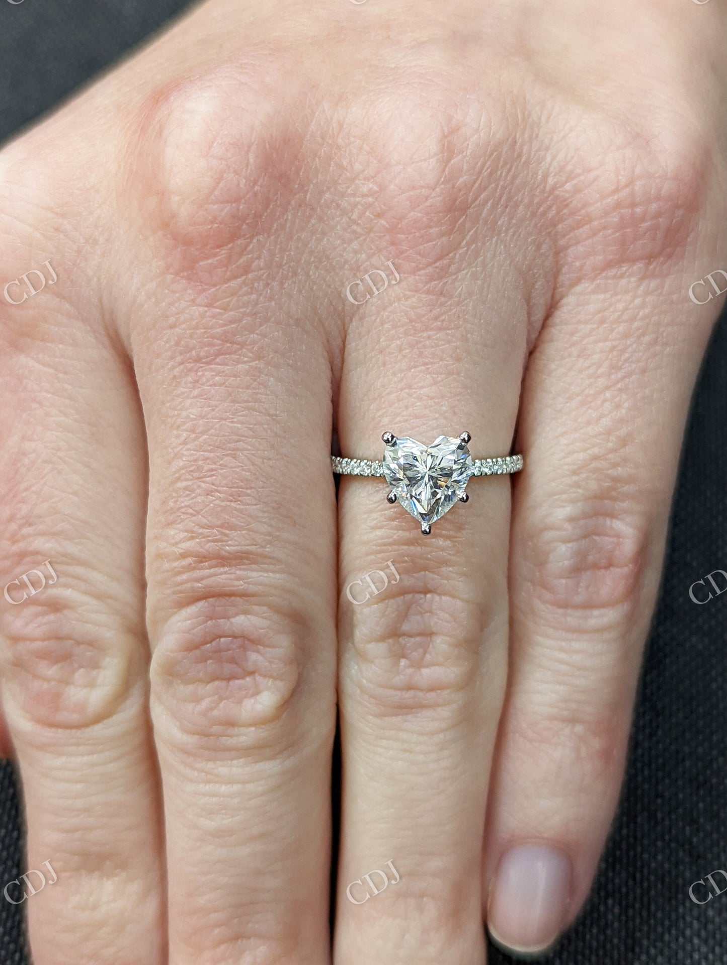 Heart Shaped Moissanite White Gold Engagement Ring  customdiamjewel   