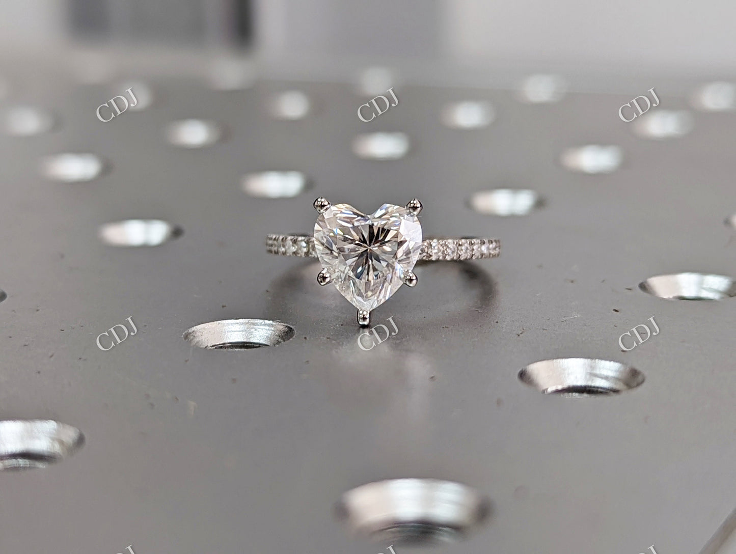 Heart Shaped Moissanite White Gold Engagement Ring  customdiamjewel   