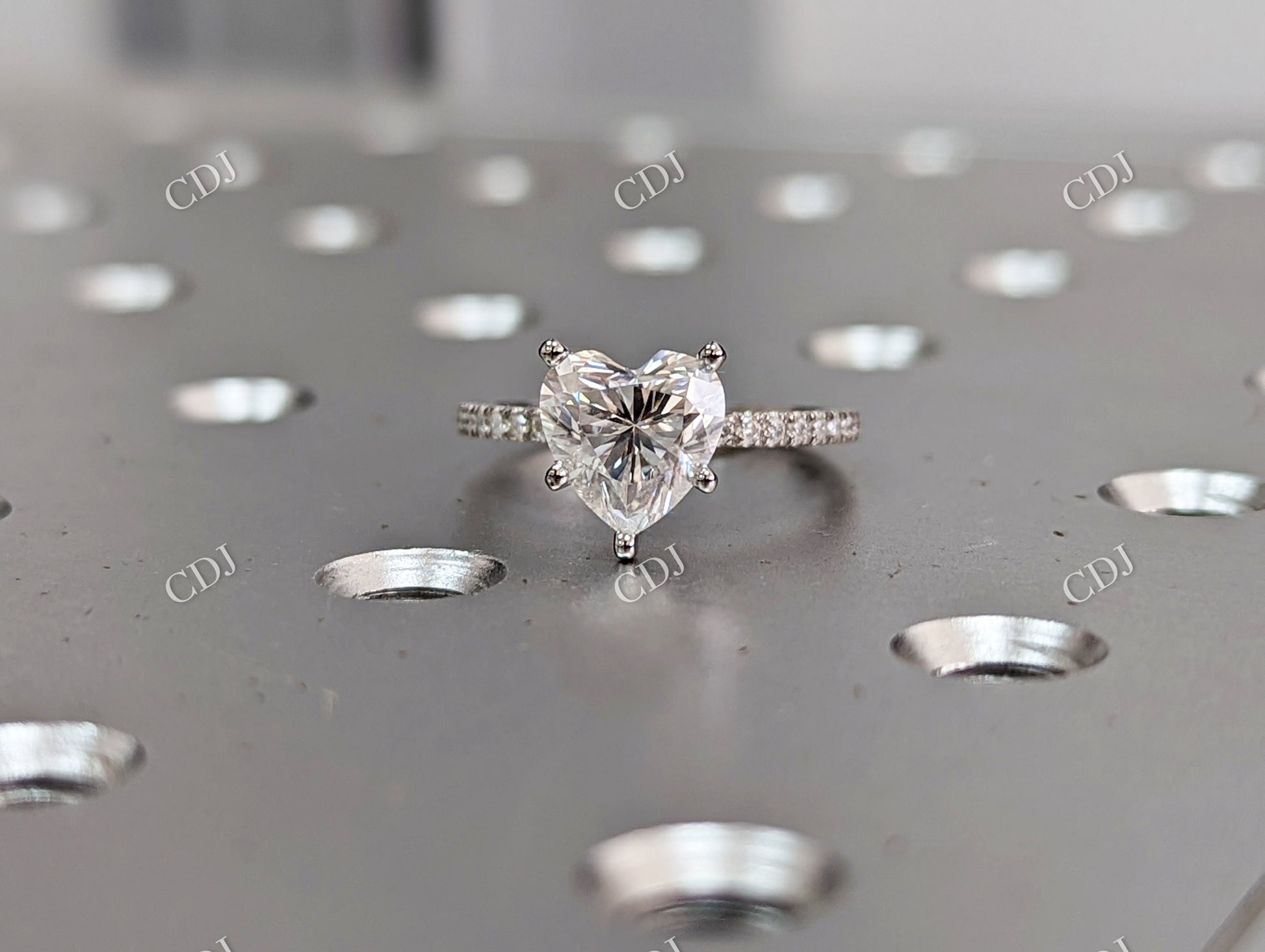 Heart Shaped Moissanite White Gold Engagement Ring  customdiamjewel   