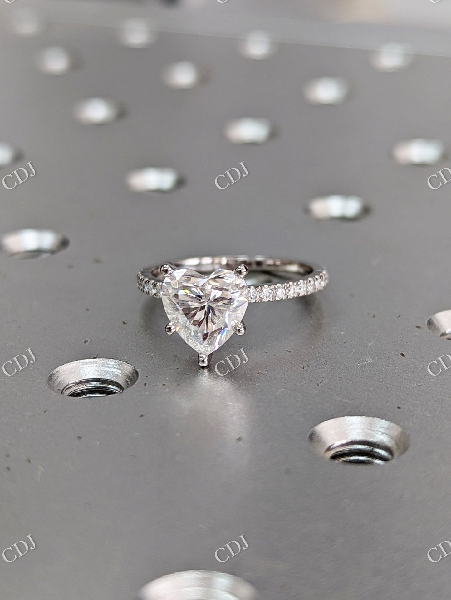 Heart Shaped Moissanite White Gold Engagement Ring  customdiamjewel   