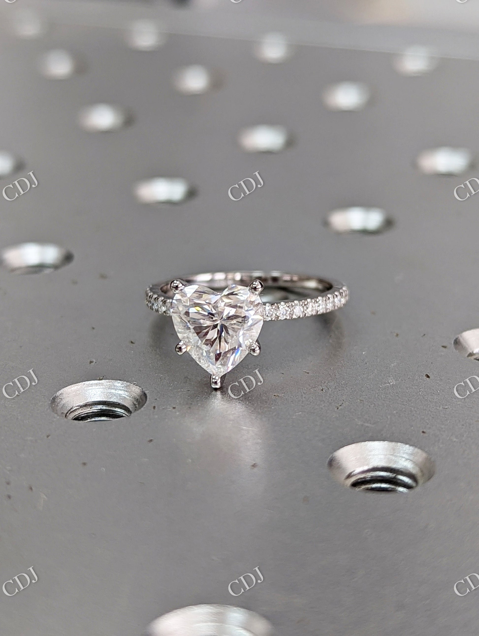 Heart Shaped Moissanite White Gold Engagement Ring  customdiamjewel   