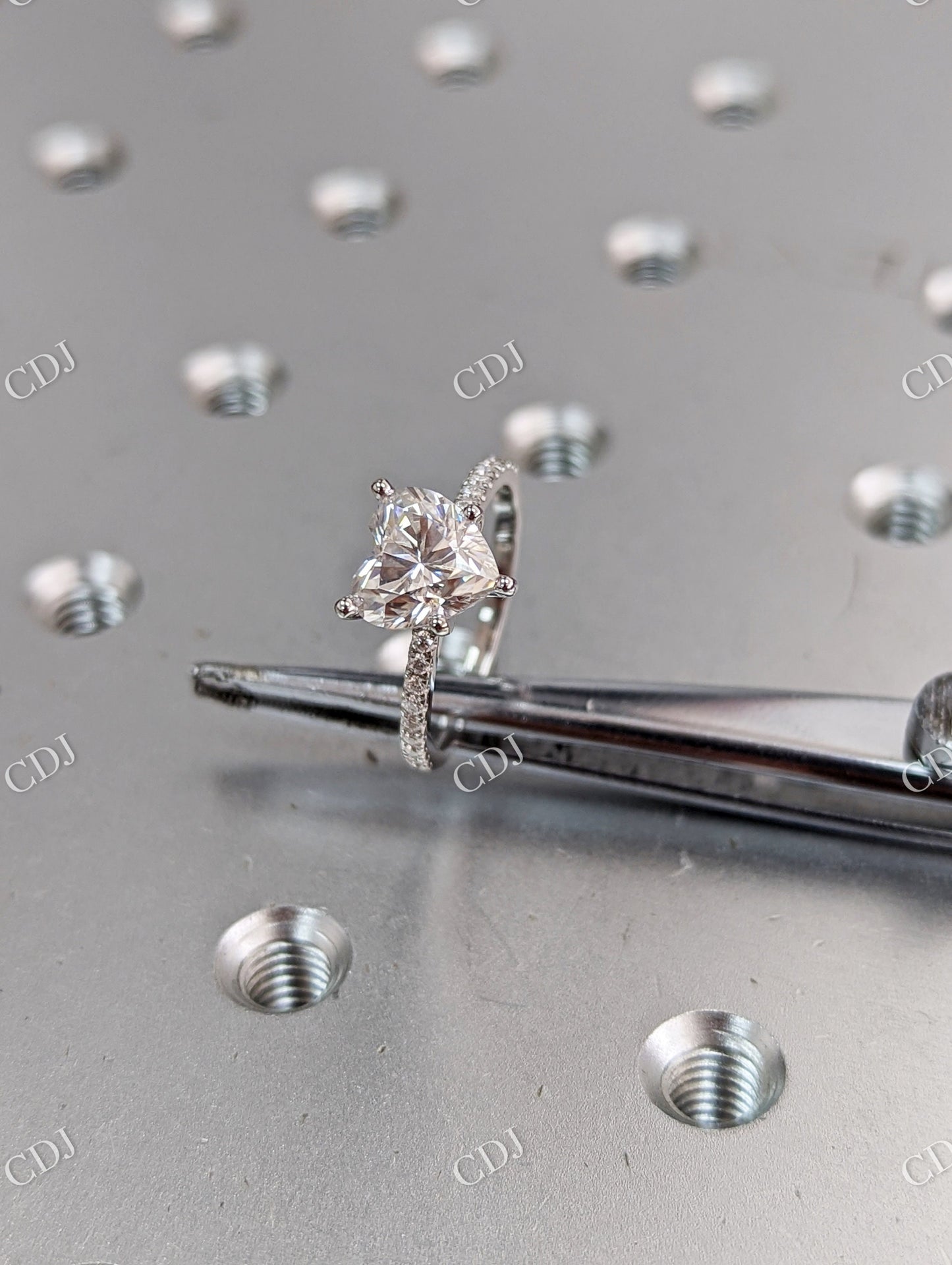 Heart Shaped Moissanite White Gold Engagement Ring  customdiamjewel   
