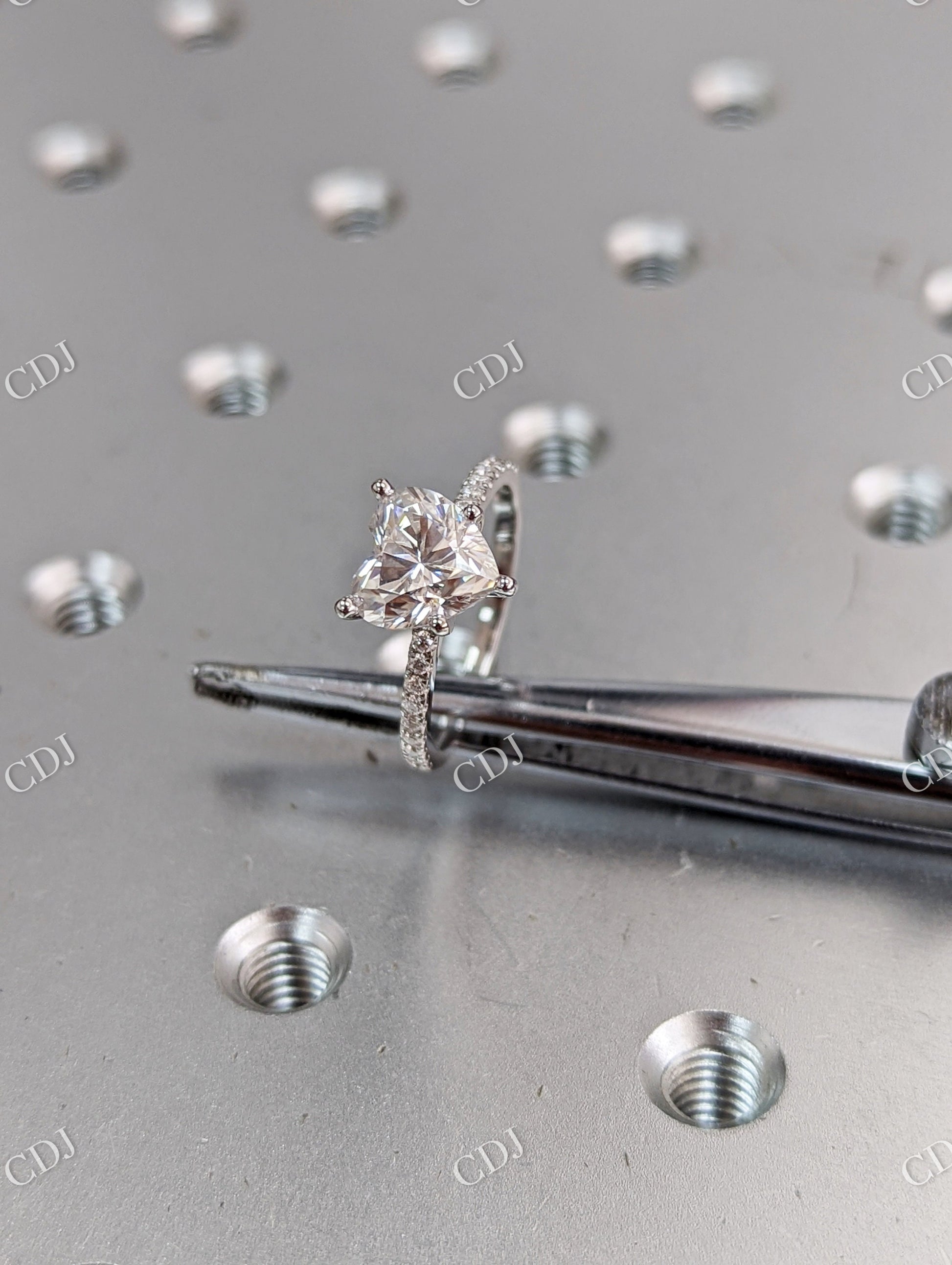 Heart Shaped Moissanite White Gold Engagement Ring  customdiamjewel   
