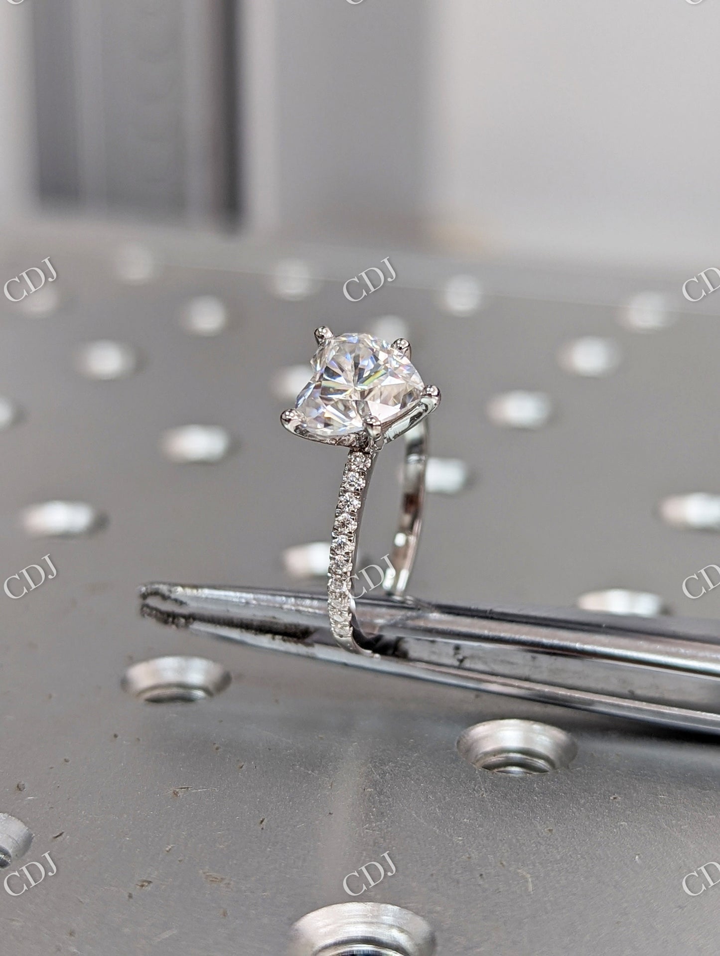 Heart Shaped Moissanite White Gold Engagement Ring  customdiamjewel   