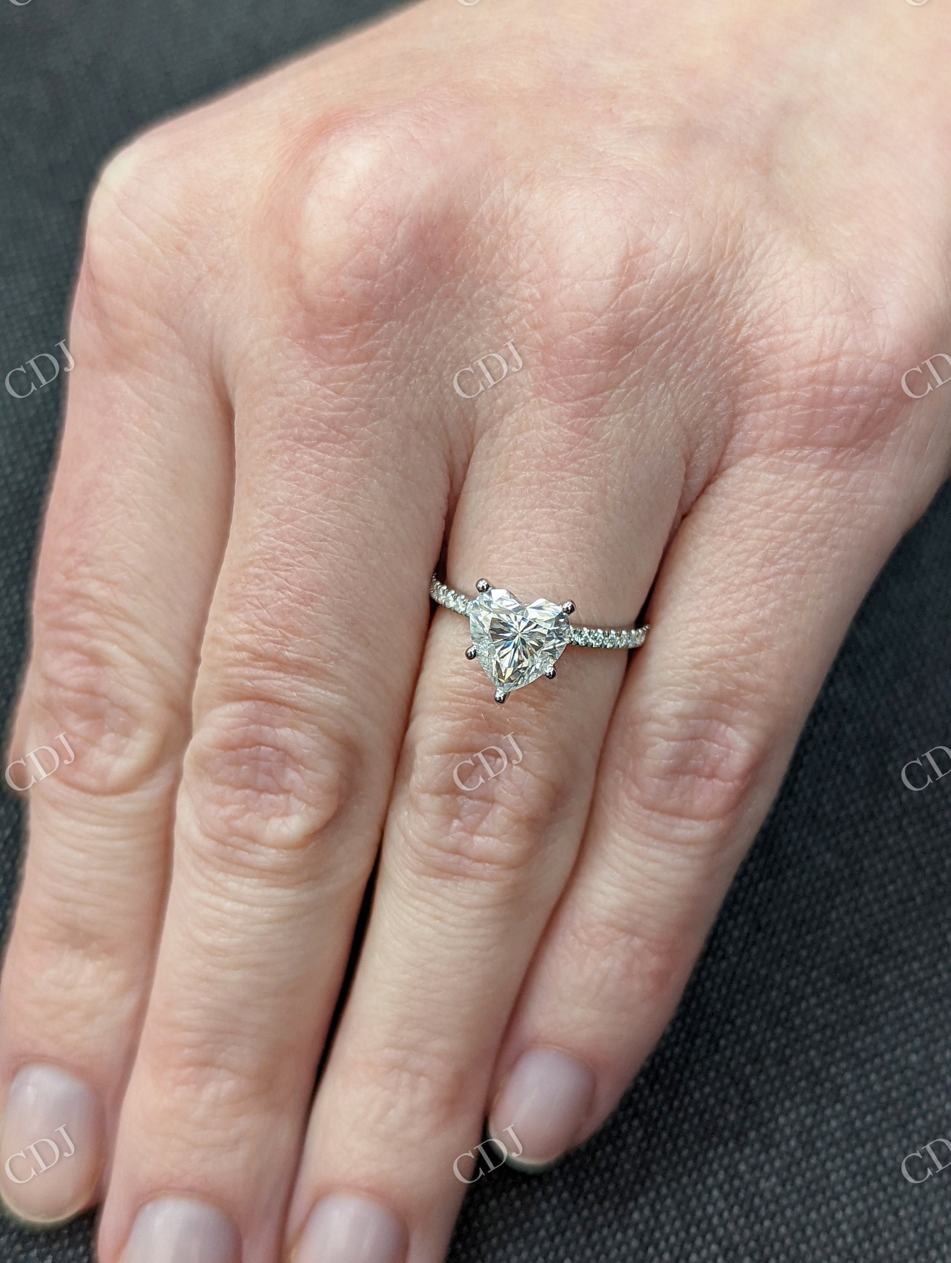 Heart Shaped Moissanite White Gold Engagement Ring  customdiamjewel   