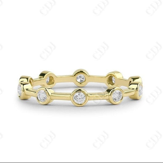 0.32CTW Bezel Set Round Cut Full Eternity Diamond Bend  customdiamjewel 10KT Yellow Gold VVS-EF
